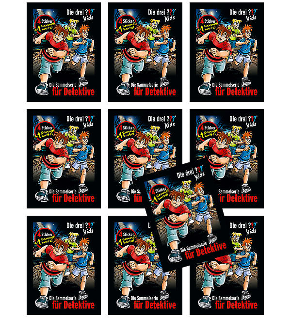 Die drei ??? Kids - Räuberjagd im Freizeitpark Sticker + Cards - 10 Tüten