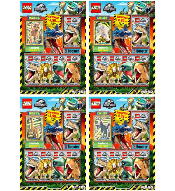 Lego Jurassic World Trading Cards - Alle 4 Multi-Packs