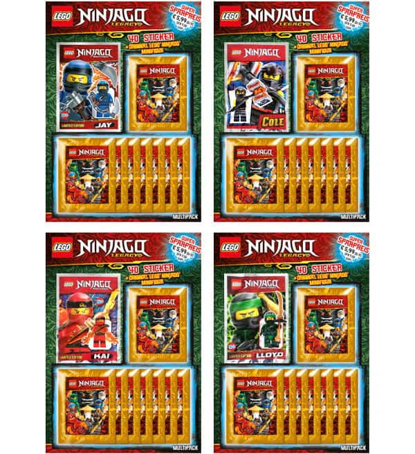 Lego Ninjago Legacy Sticker Serie alle 4 Blister 40 Tüten 4 3D Sticker