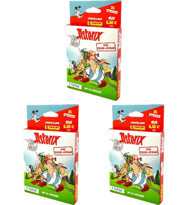 Panini Asterix Das Reise-Album Sticker - 3 x Eco-Blister mit 7 Tüten (=105  Sticker), Stickerpoint