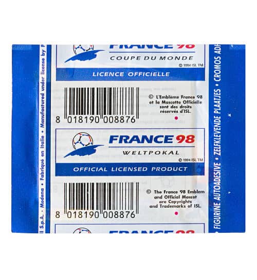 Panini WM France 98 1 Sticker-Tüte hinten